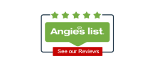 Angie's List logo with five green stars and red 'See Our Reviews' button